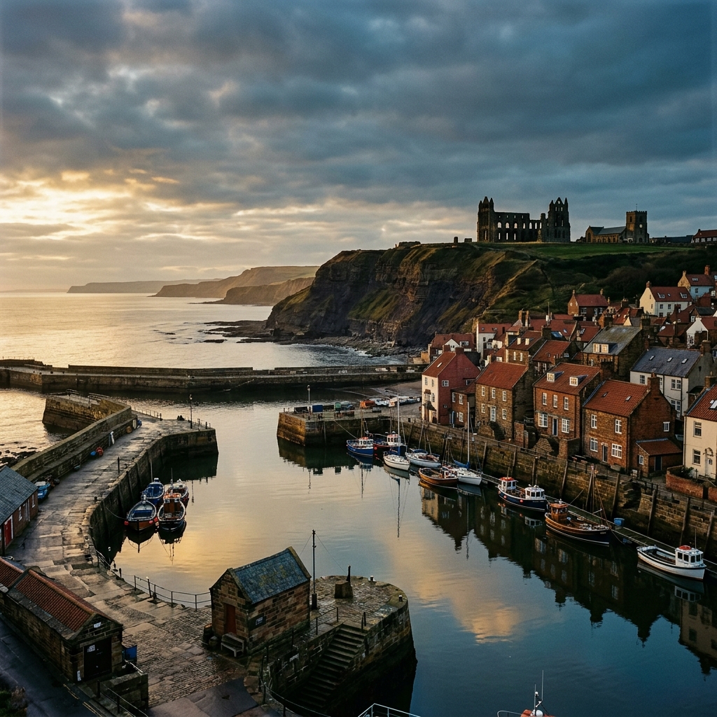 Whitby harbour and coastline