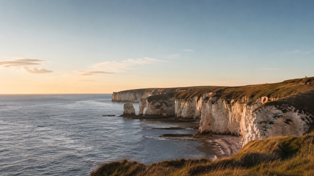 Yorkshire coastline — Flamborough Head chalk cliffs and the North Sea