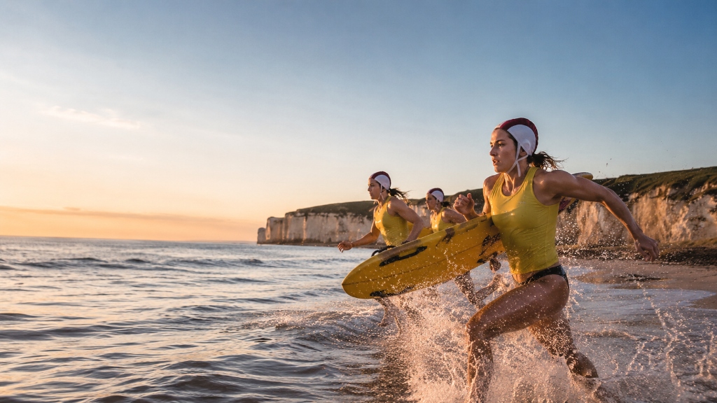 Surf lifesaving sport — board race on the East Yorkshire coast